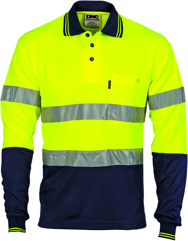 Hi Vis Two Tone Cotton Back Polos with Generic R.Tape - L/S