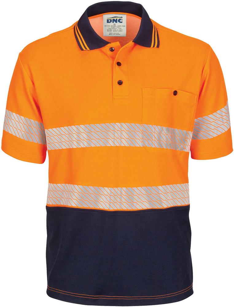 Hi Vis Segment Taped Cotton Backed Polo - Short Sleeve