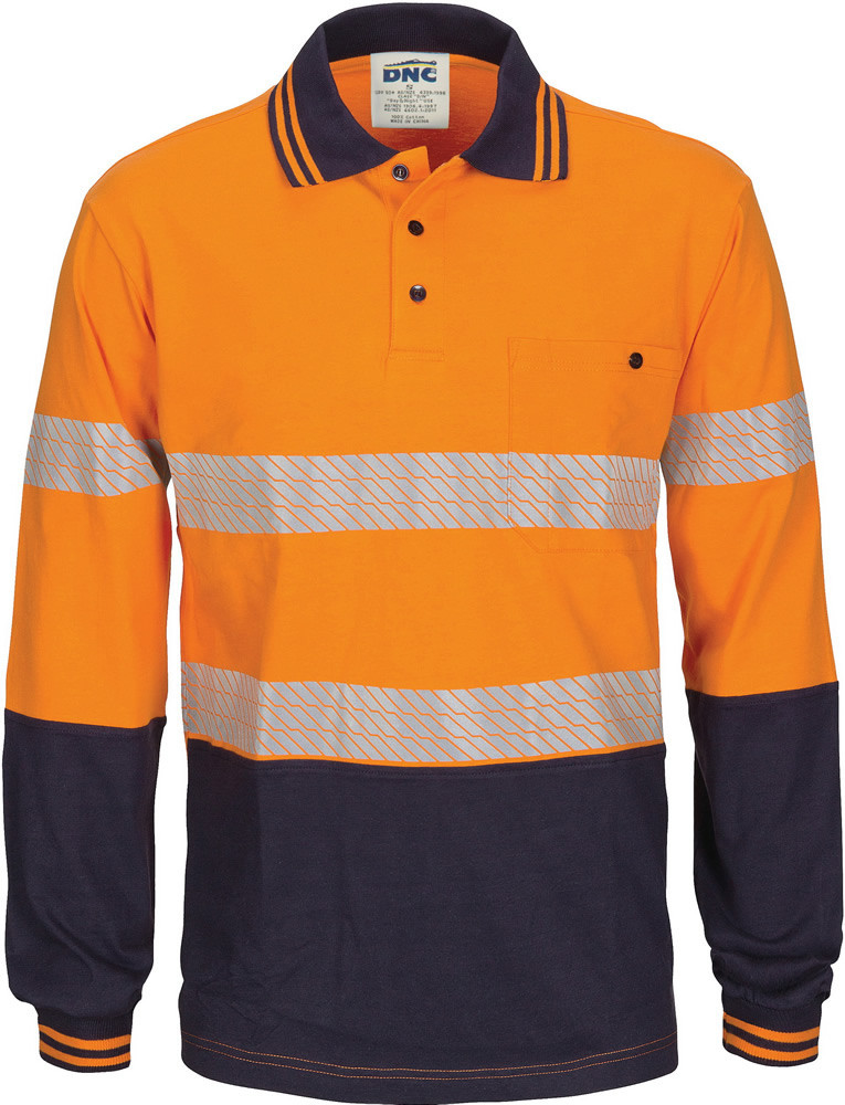 Hi Vis Segment Tape Cotton Jersey Polo - Long Sleeve