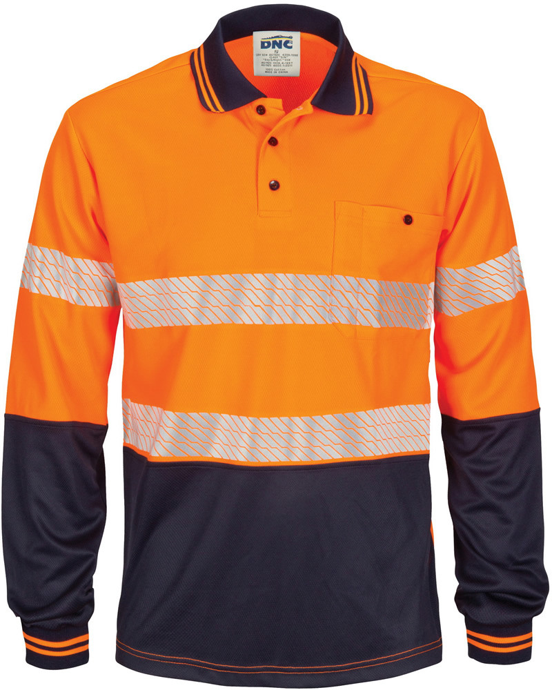 Hi Vis Segment Taped Mircomesh Polo - Long Sleeve