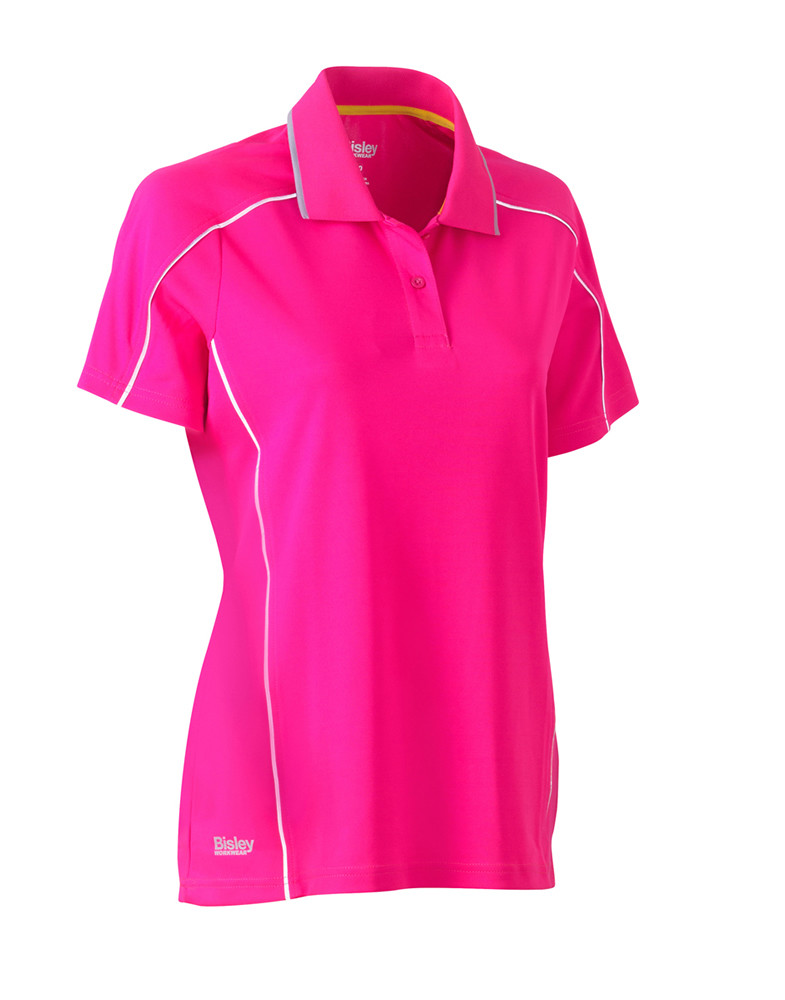 Women's Cool Mesh Polo Shirt with Reflective Piping