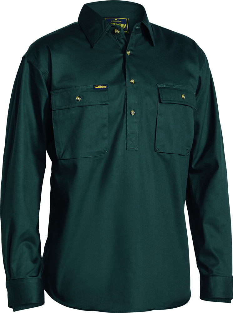 Closed Front Cotton Drill Shirt || BSC6433