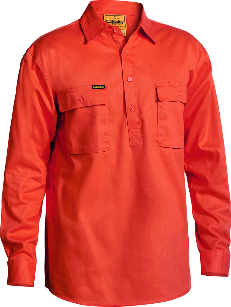 Closed Front Cotton Drill Shirt || BSC6433