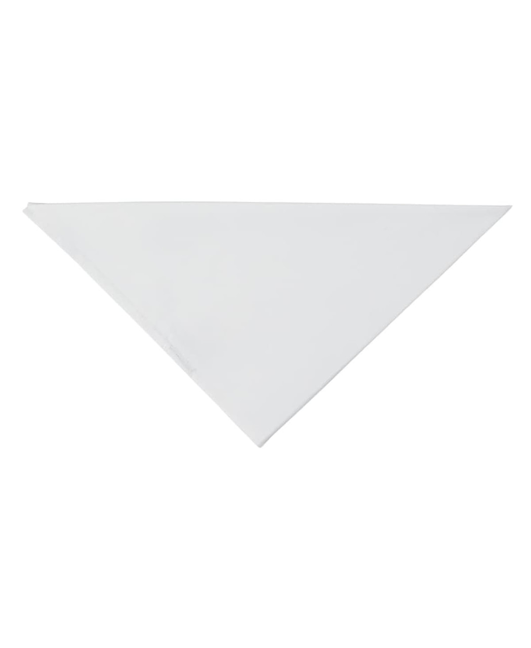 A triangular white chef's scarf with a branding logo. The fabric appears lightweight and smooth.
