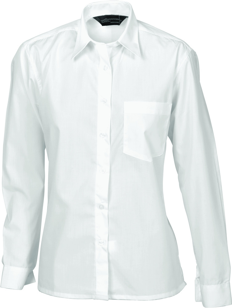 Ladies Polyester Cotton Poplin Shirt - Long Sleeve