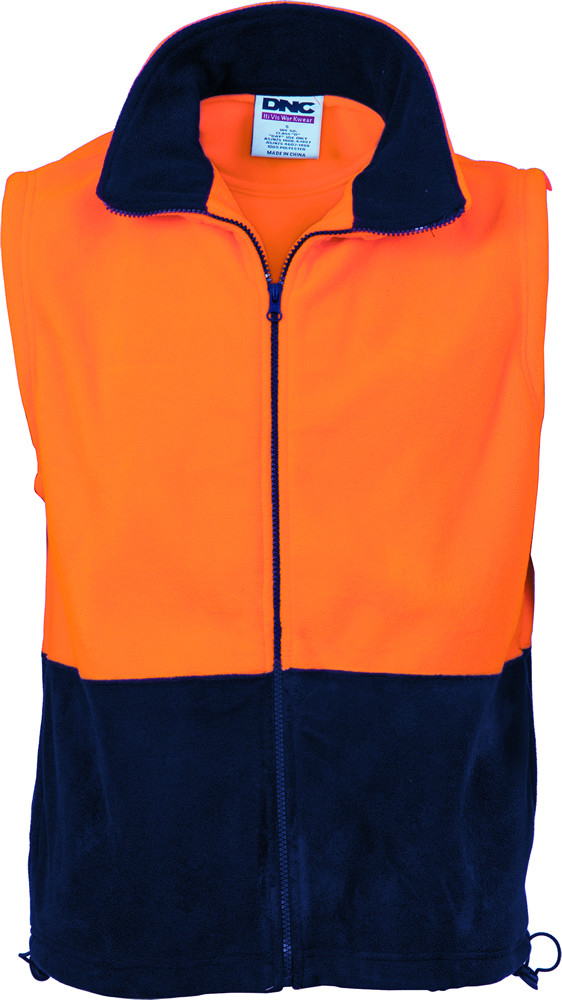 Hi Vis Two Tone Full Zip Polar Fleece Vest