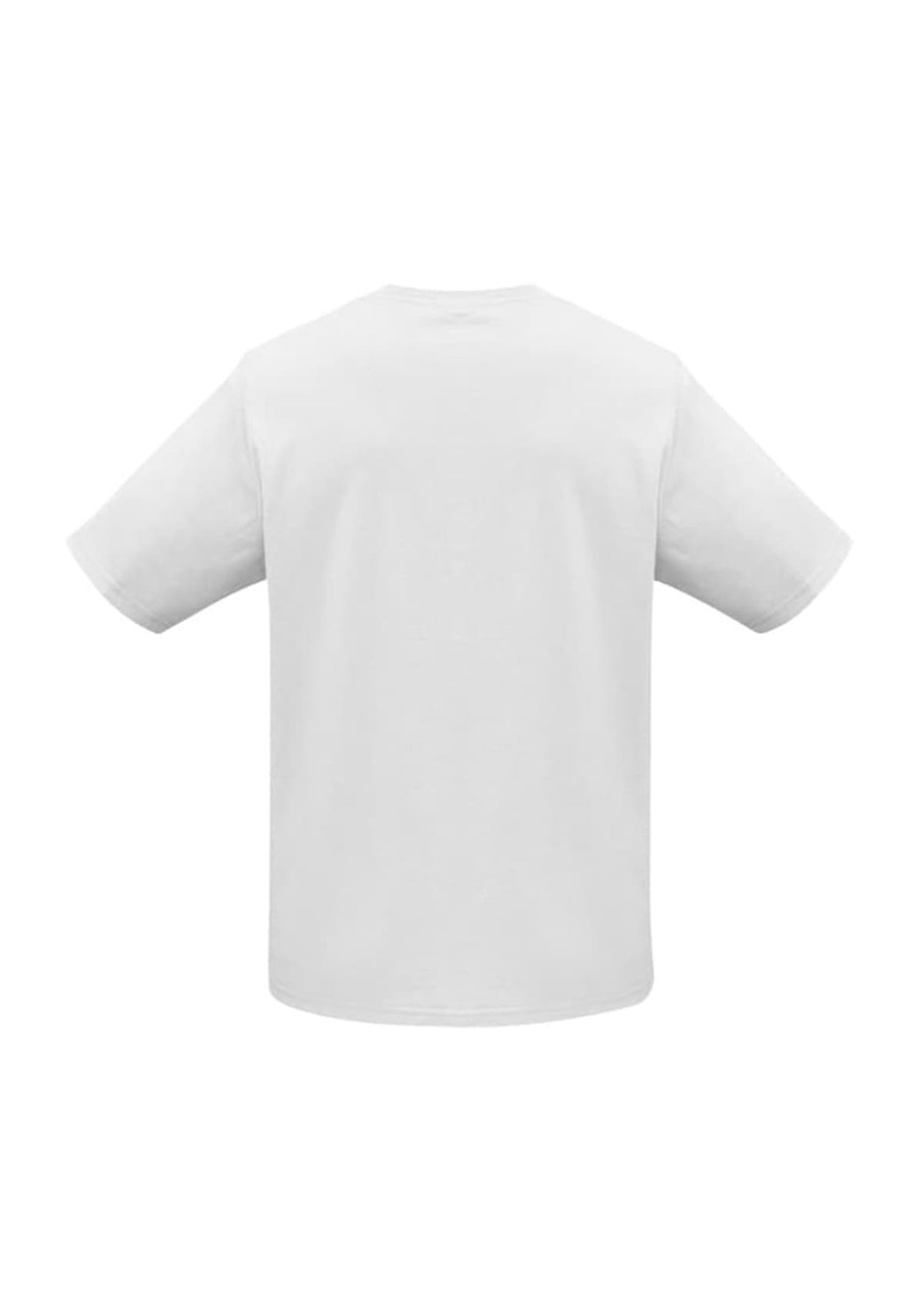 A plain white short sleeve tee with a relaxed fit and no visible branding.