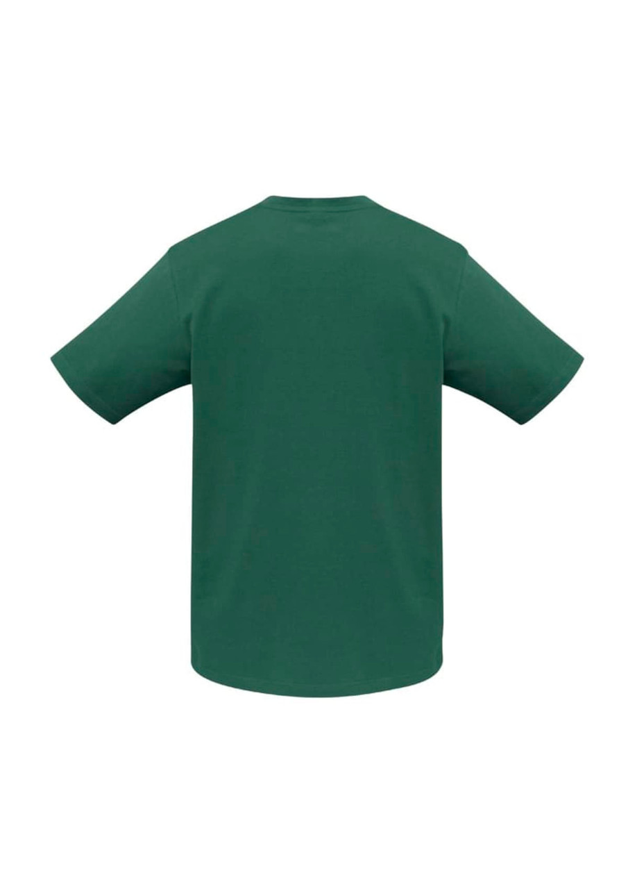 A short-sleeve tee in a deep green colour, featuring a plain back with a casual fit.