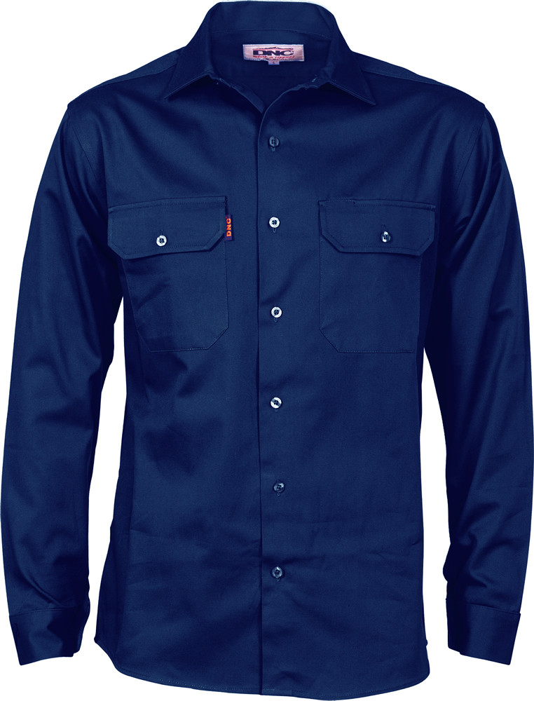 Cotton Drill Work Shirt - Long Sleeve