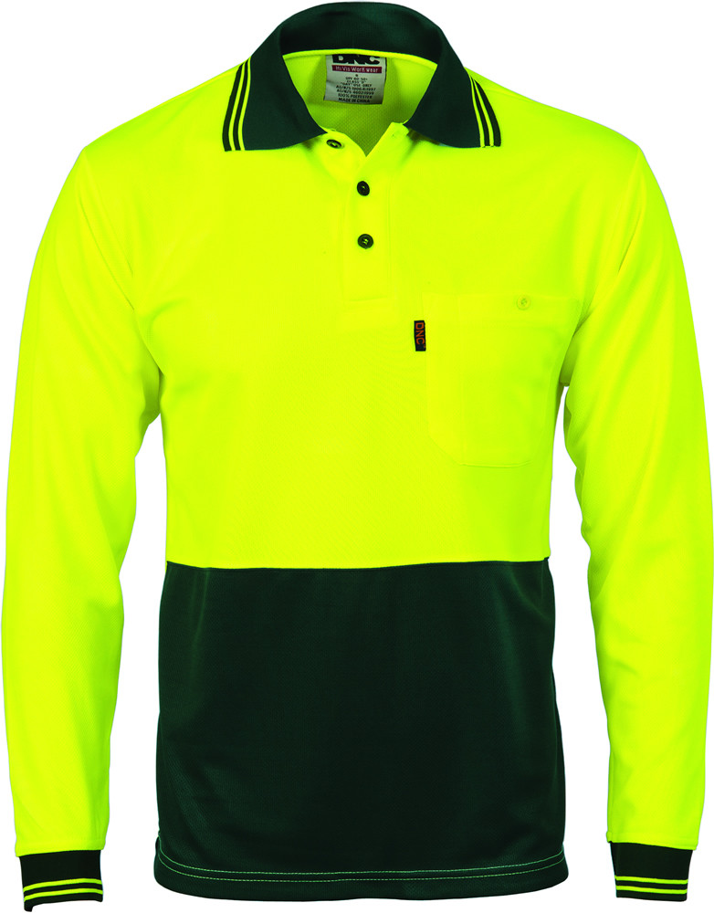 Hi Vis Two Tone Cool Breathe Polo Shirt - Long Sleeve