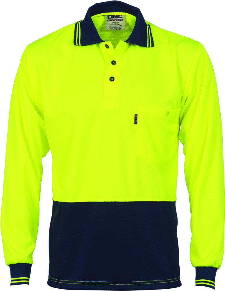 Hi Vis Two Tone Cool Breathe Polo Shirt - Long Sleeve