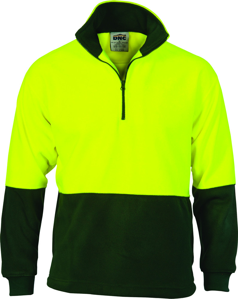 Hi Vis Two Tone 1/2 Zip Polar Fleece