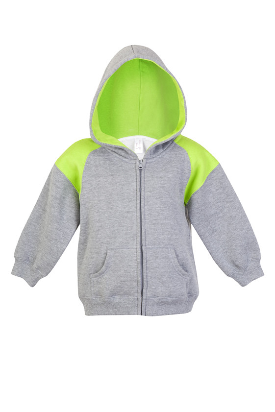 Kid's Shoulder Contrast Panel Hoodies with Zipper