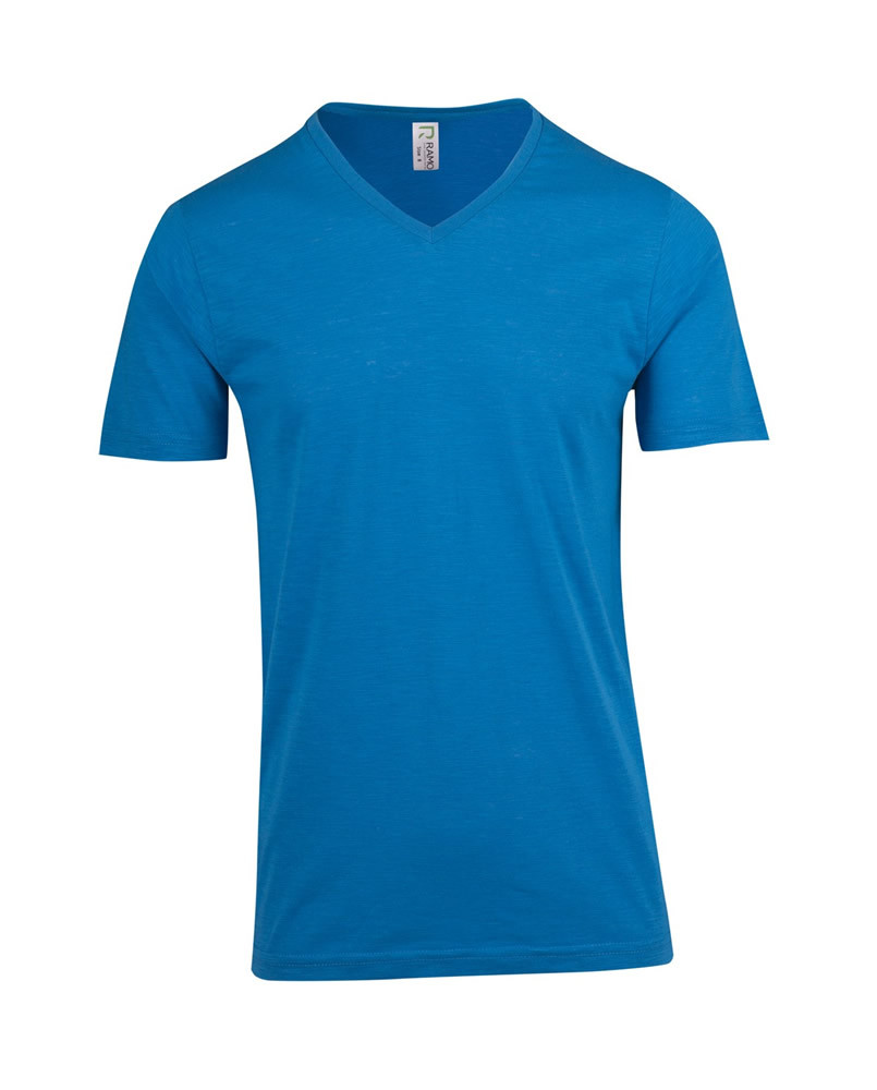 Men's Raw Cotton Wave V Neck T-Shirt