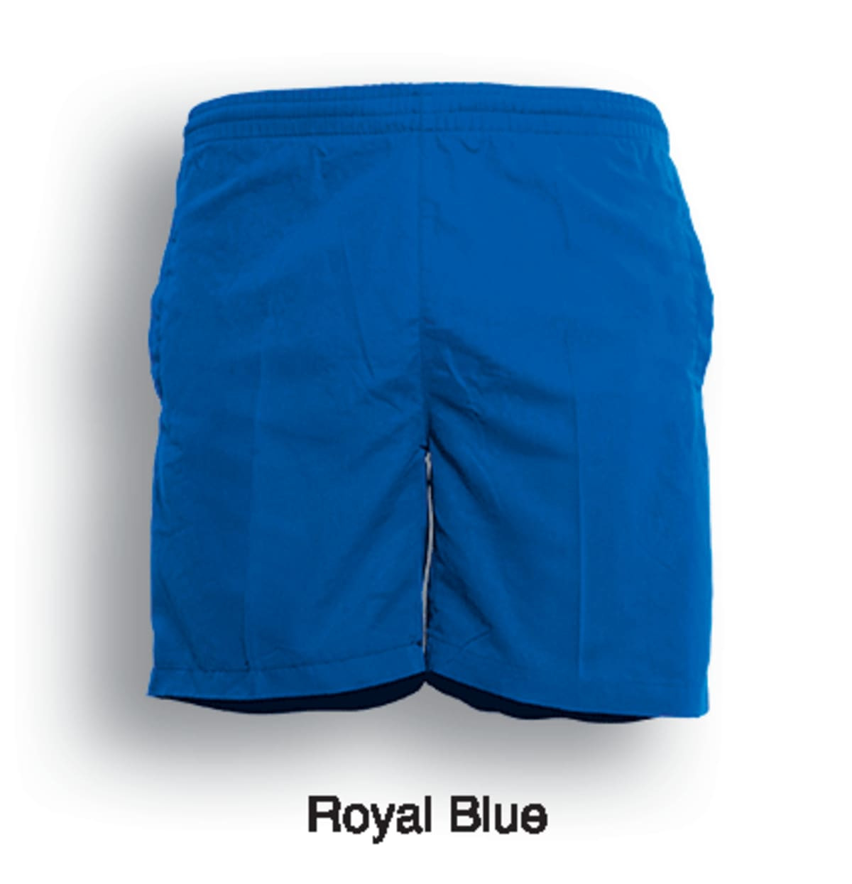 Royal blue microfibre sports shorts with a simple design and an attached logo.
