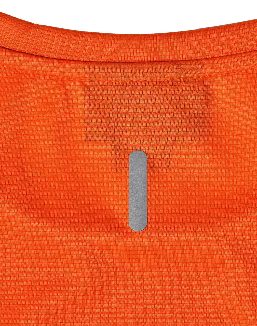 An orange ladies’ lightweight performance T-shirt featuring a logo on the back. 