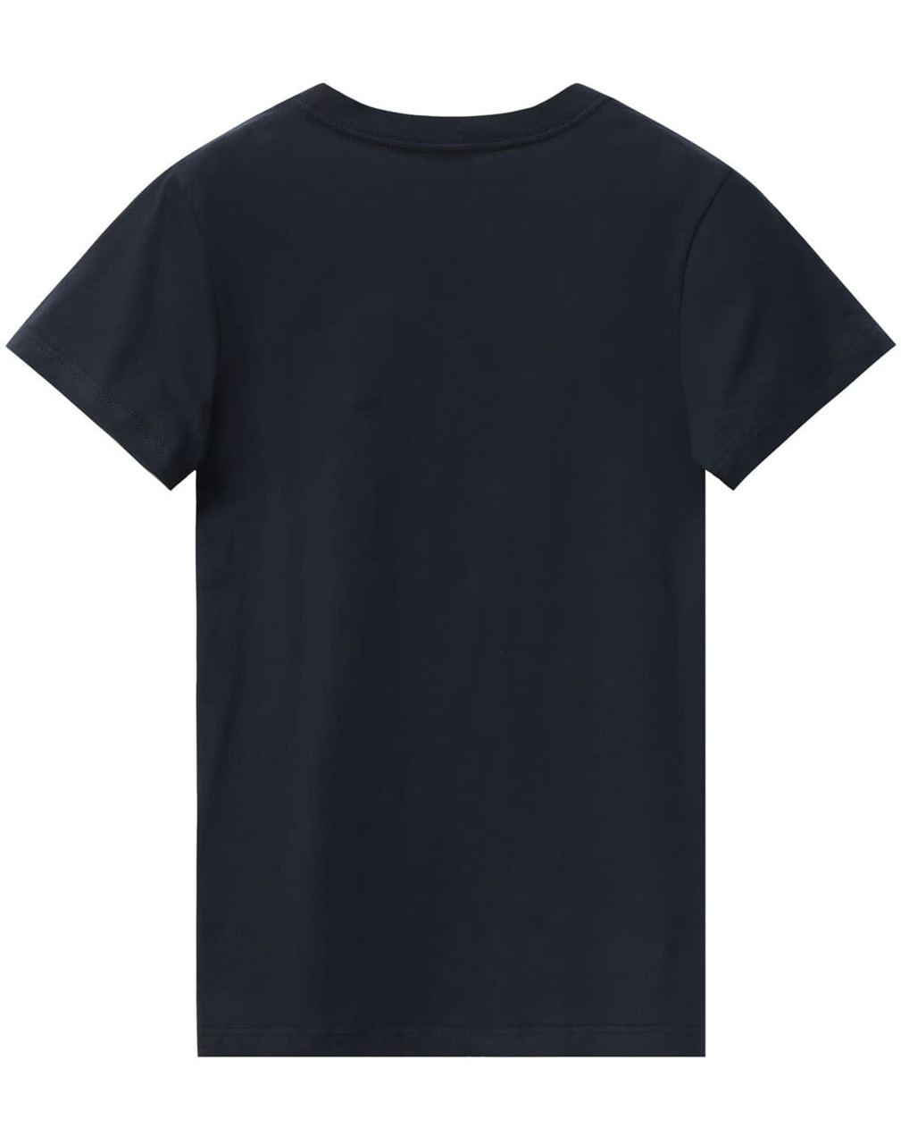A plain black men's premium cotton tee with short sleeves and a crew neckline. Features a logo on the back.