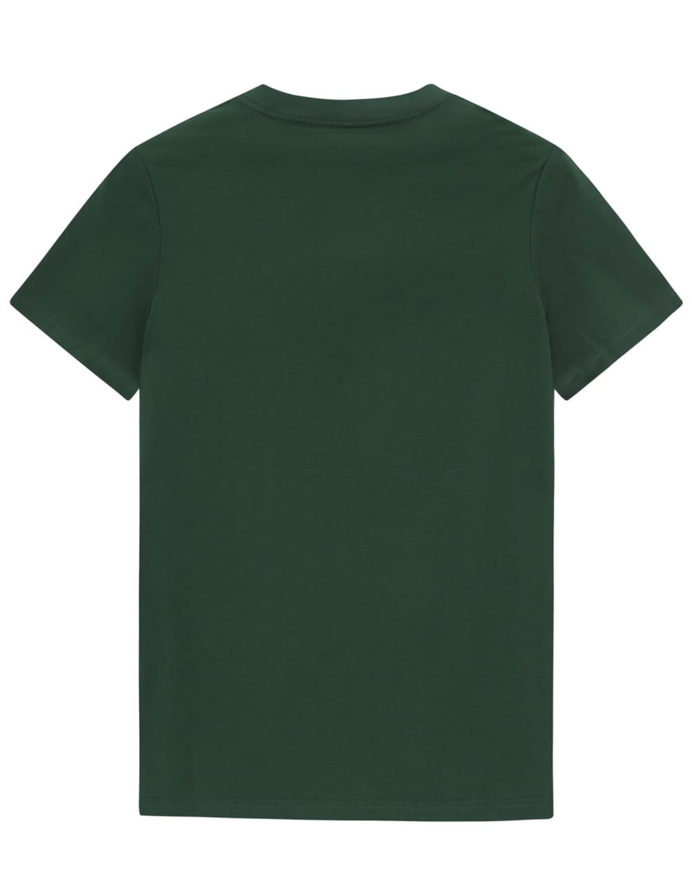 A dark green ladies' premium cotton tee with a simple crew neckline and short sleeves, featuring a logo on the back.