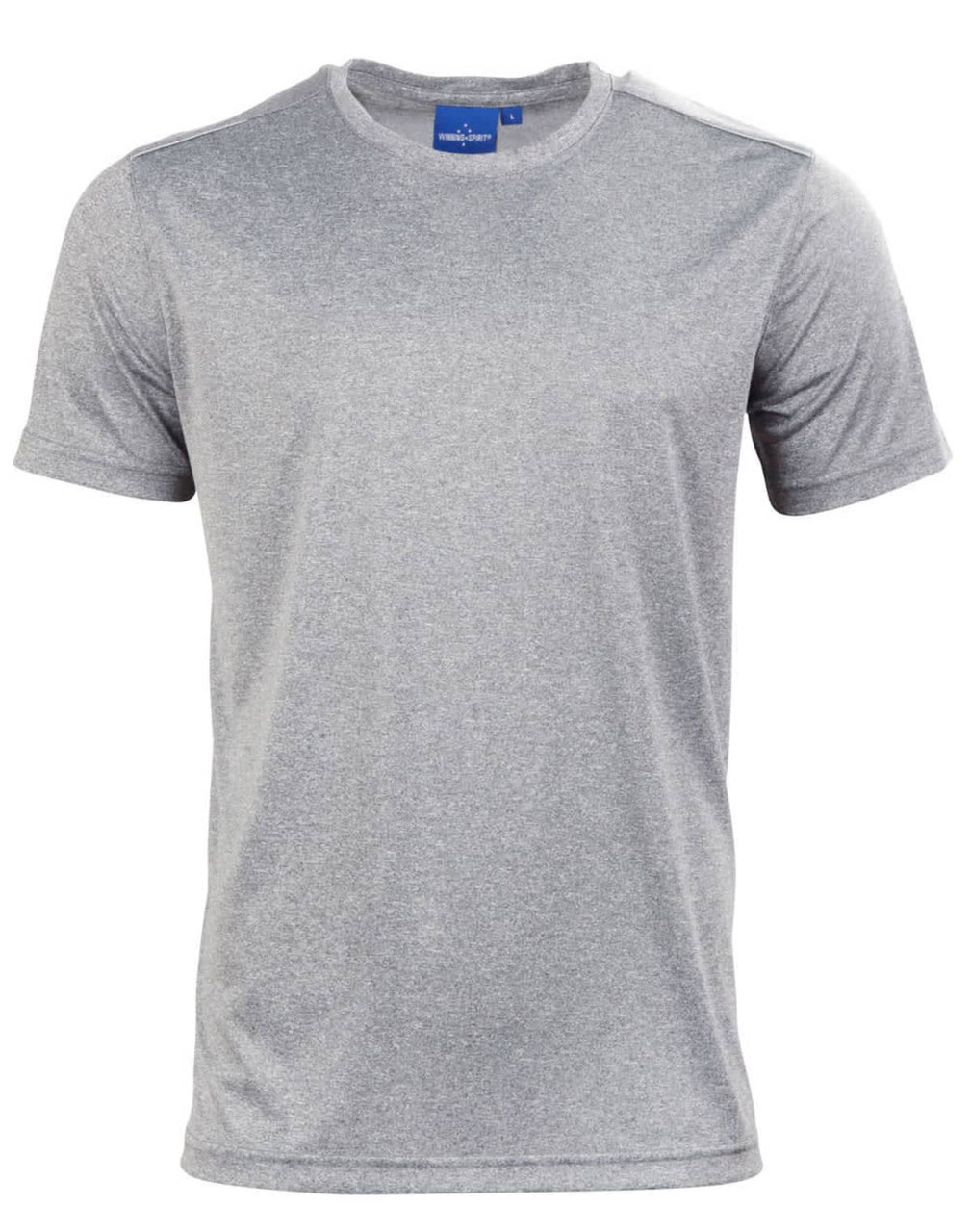 A light grey short sleeve tee made from ultra-dry cationic fabric, featuring a logo on the chest.