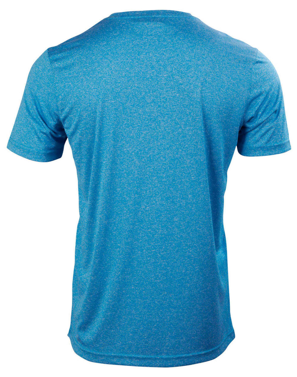 A short sleeve tee in a vibrant blue colour with a textured finish and a logo on the back.