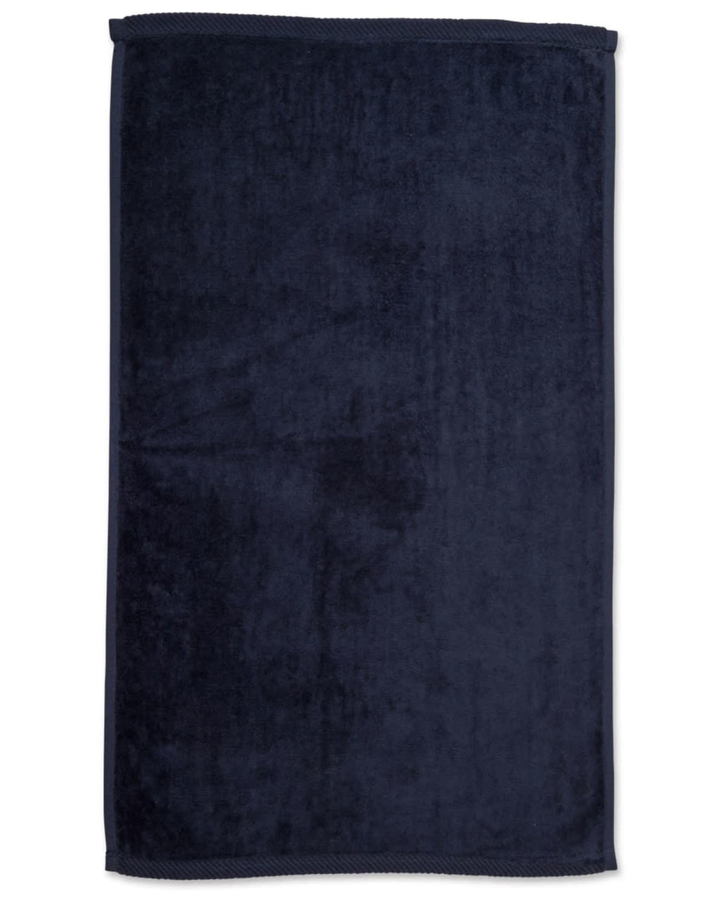 A navy blue golf towel measuring 38 x 65 cm, featuring a textured surface and a stitched border.