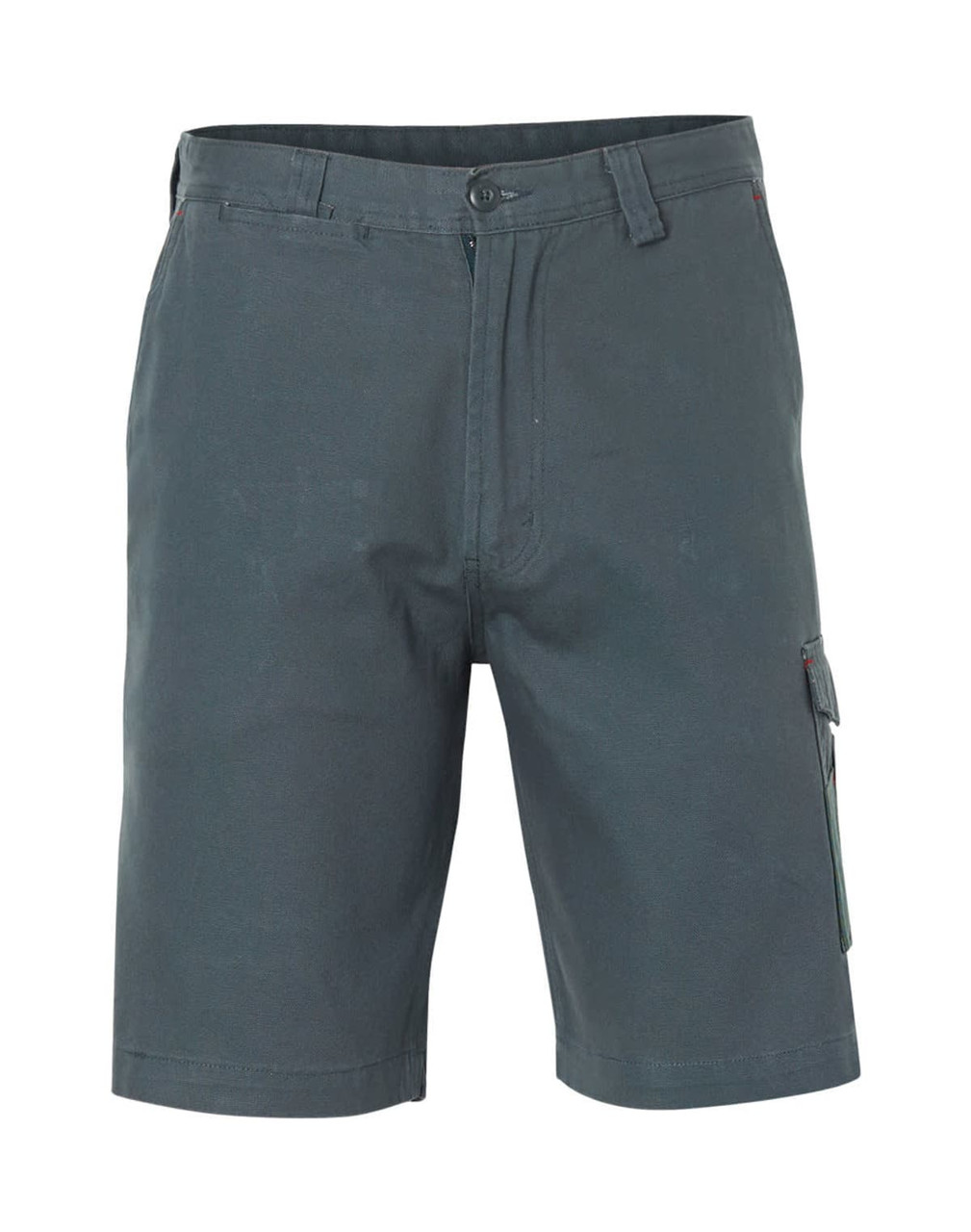 Heavy Duck Weave Dura-Wear work shorts in dark green, featuring a side cargo pocket and a logo.