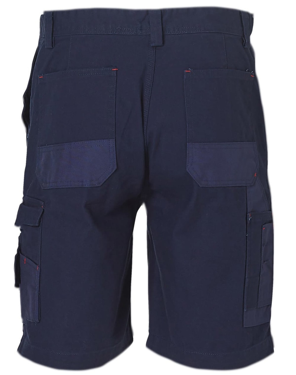 Heavy Duck Weave Dura-Wear Work Short in navy blue, featuring multiple pockets and a logo.