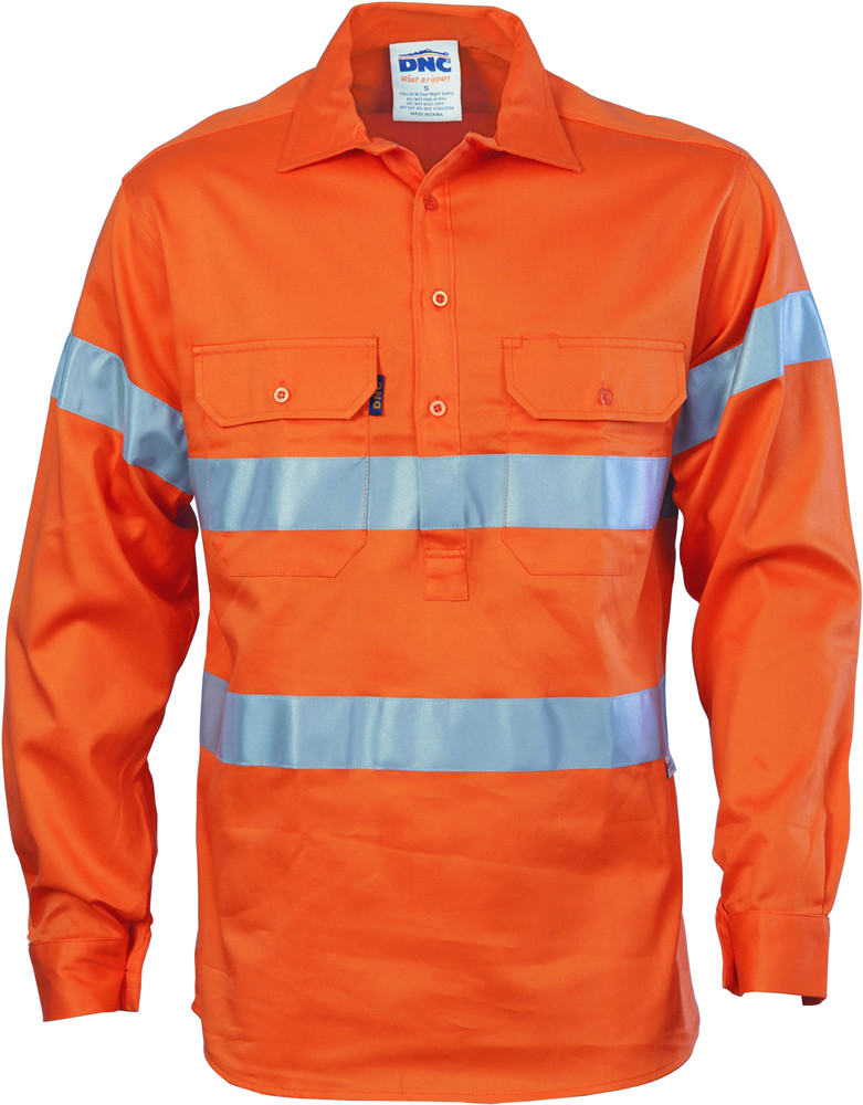 Hi Vis Cool-Breeze Close Front Cotton Shirt with Generic R/Tape
