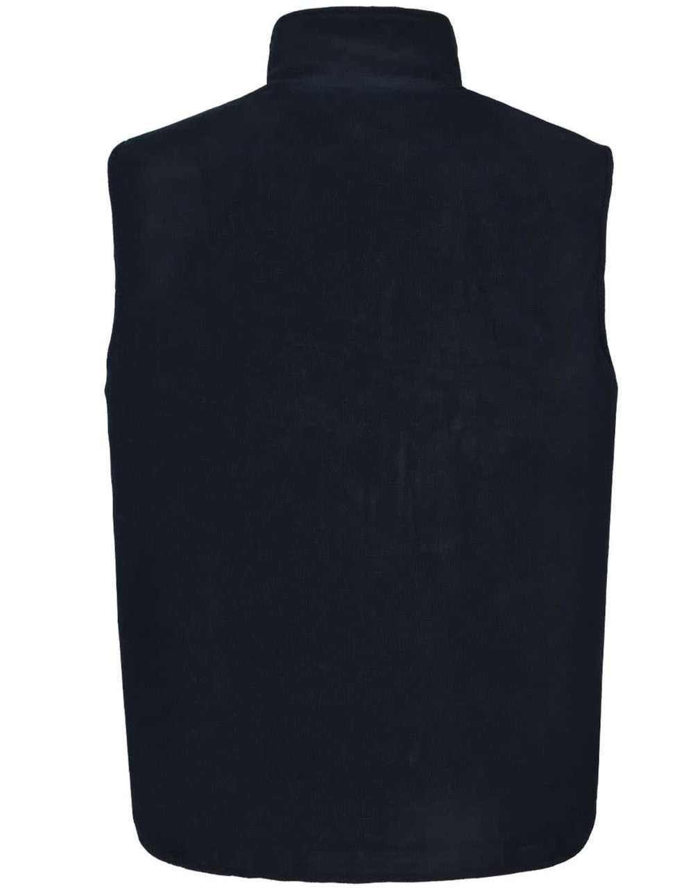 A black reversible safety vest with no sleeves and a high collar. The product features a logo.
