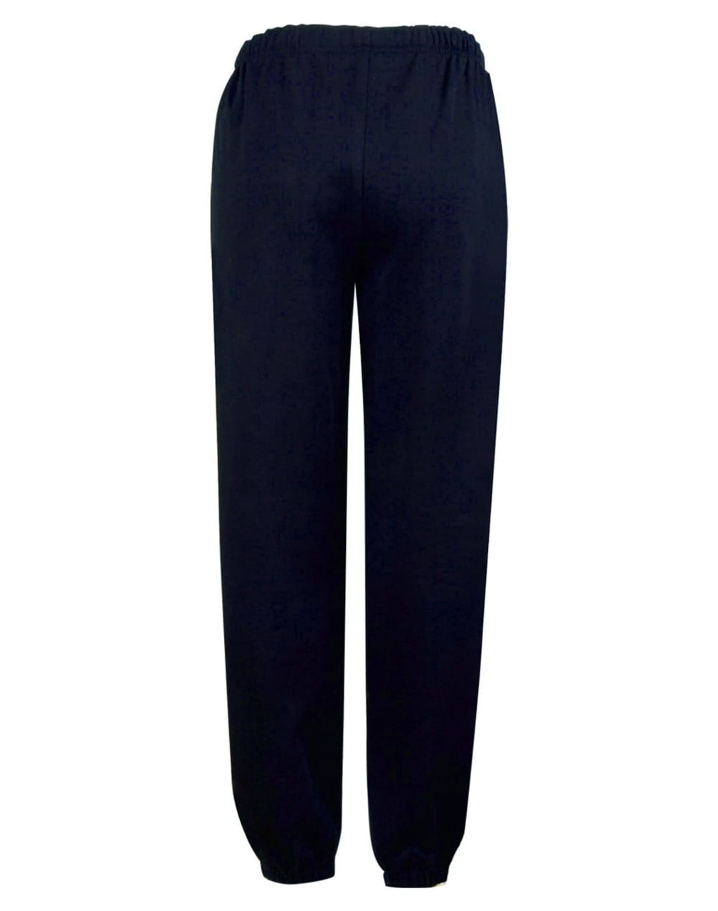 Fleecy track pants in navy blue with an elastic waistband and a relaxed fit. Features a logo.