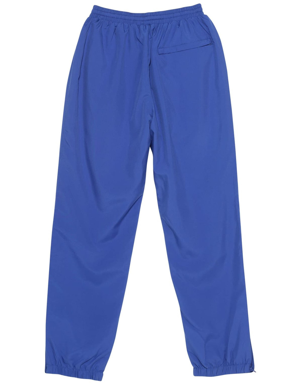 Track pants in a vibrant blue colour with an elastic waistband and a single back pocket. Features branding on the fabric.