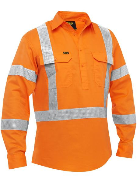 X Taped Closed Front Hi Vis Cool Lightweight Drill Shirt