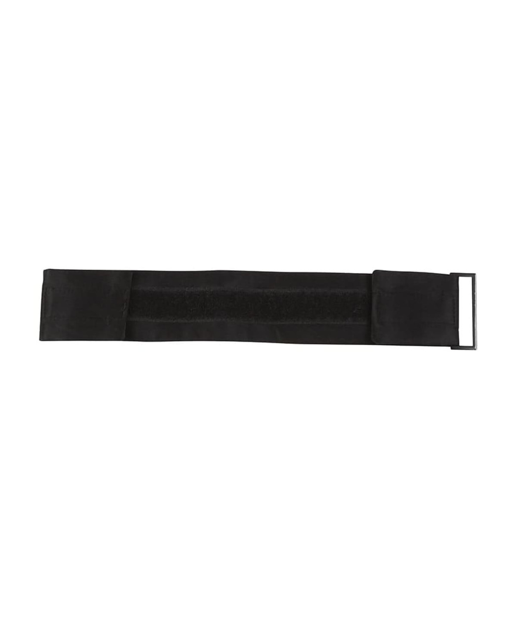 A black cummerbund extender with a hook-and-loop fastening and a metal buckle. It features a plain design without logos.