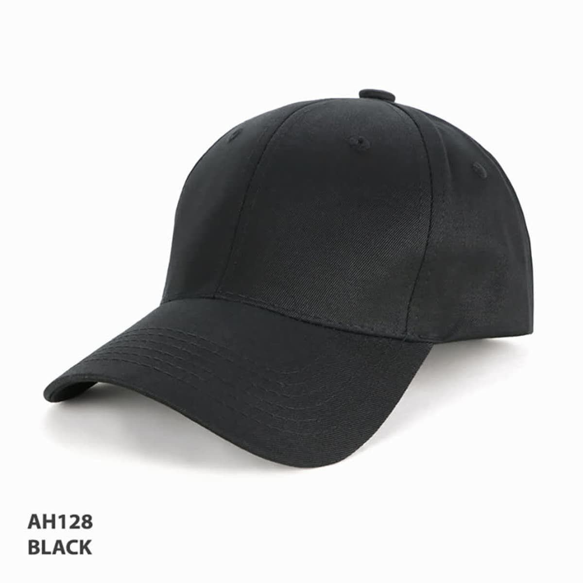 A black organic cotton cap with a curved peak and an adjustable strap. It features a logo on the side.
