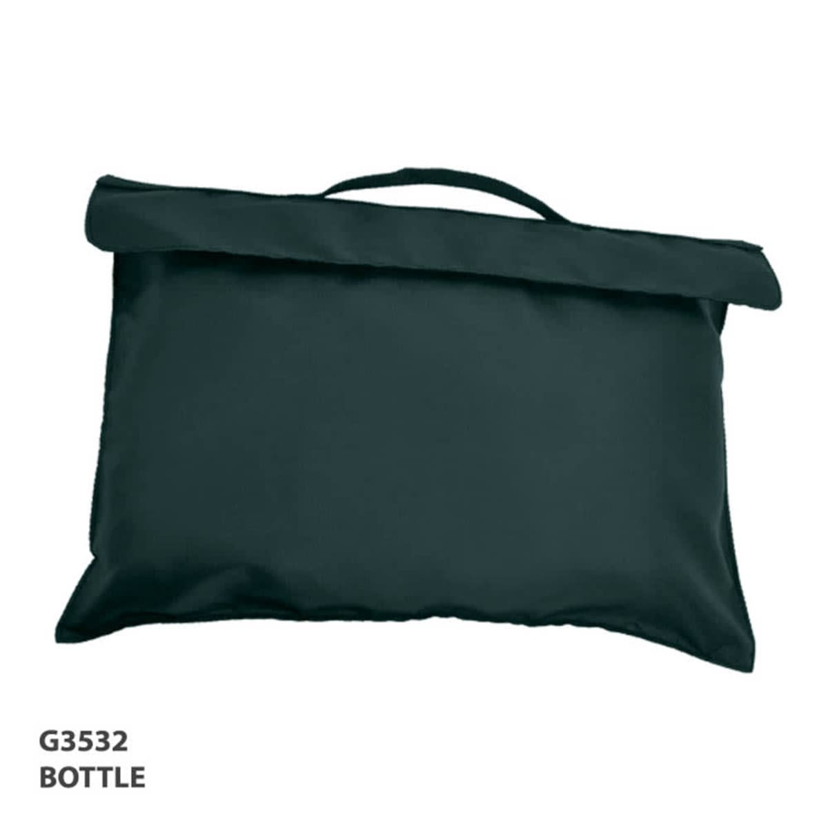 A dark green Bryce Library Bag with a handle, featuring a simple design and no visible branding.
