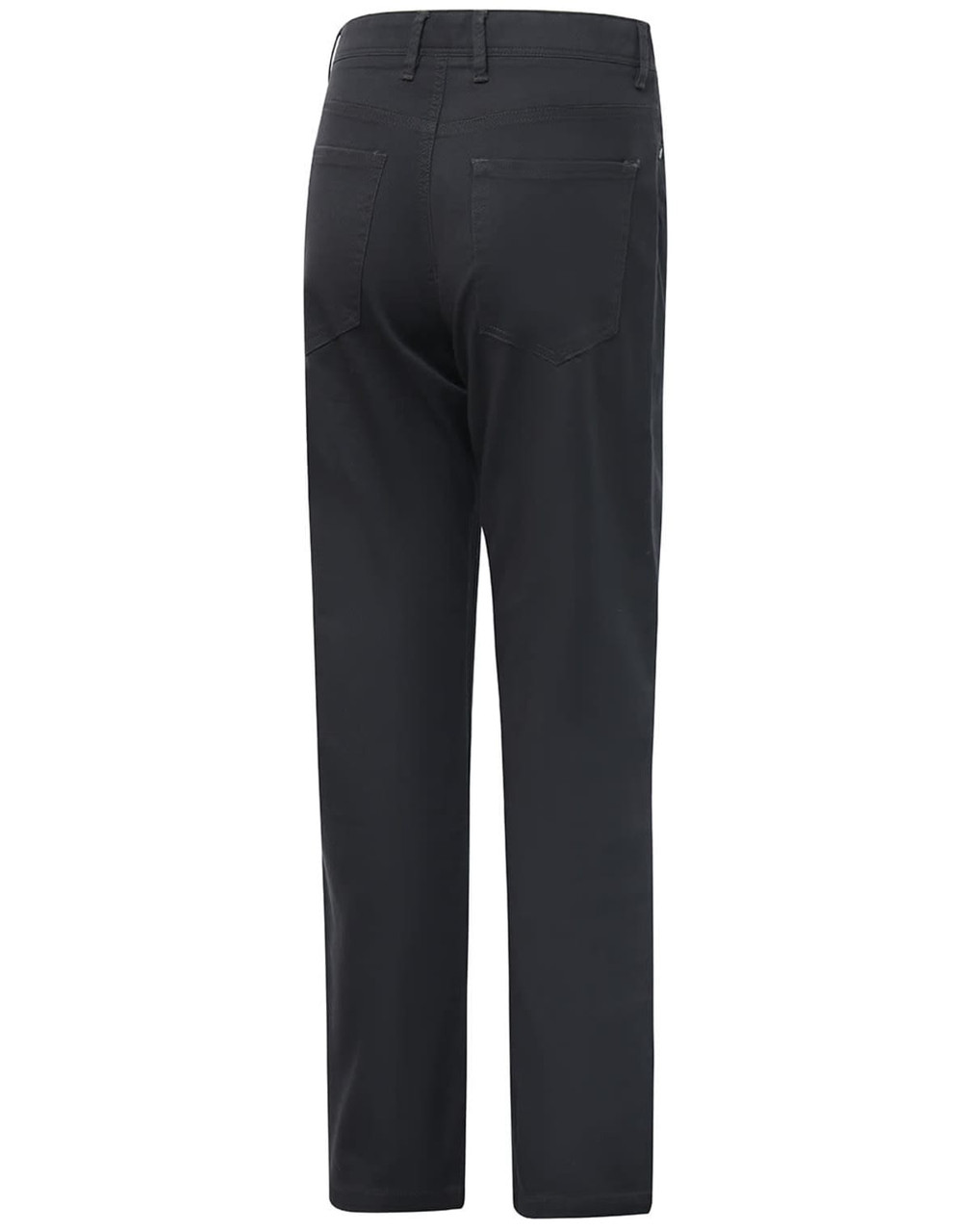 Men's flexi chino pants in black, featuring back pockets and a sleek design. The product has a logo on the label.