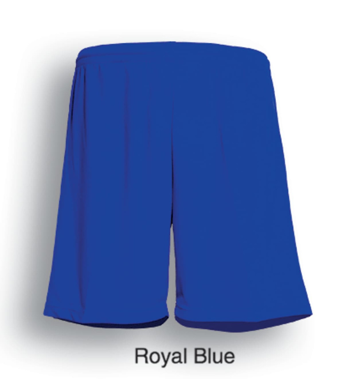 Royal blue unisex football shorts with an elastic waistband and a plain design. Features a branding logo.