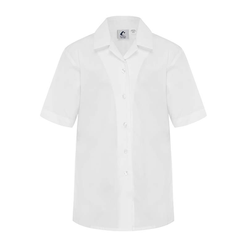 Short Sleeve Blouse with Revere Collar