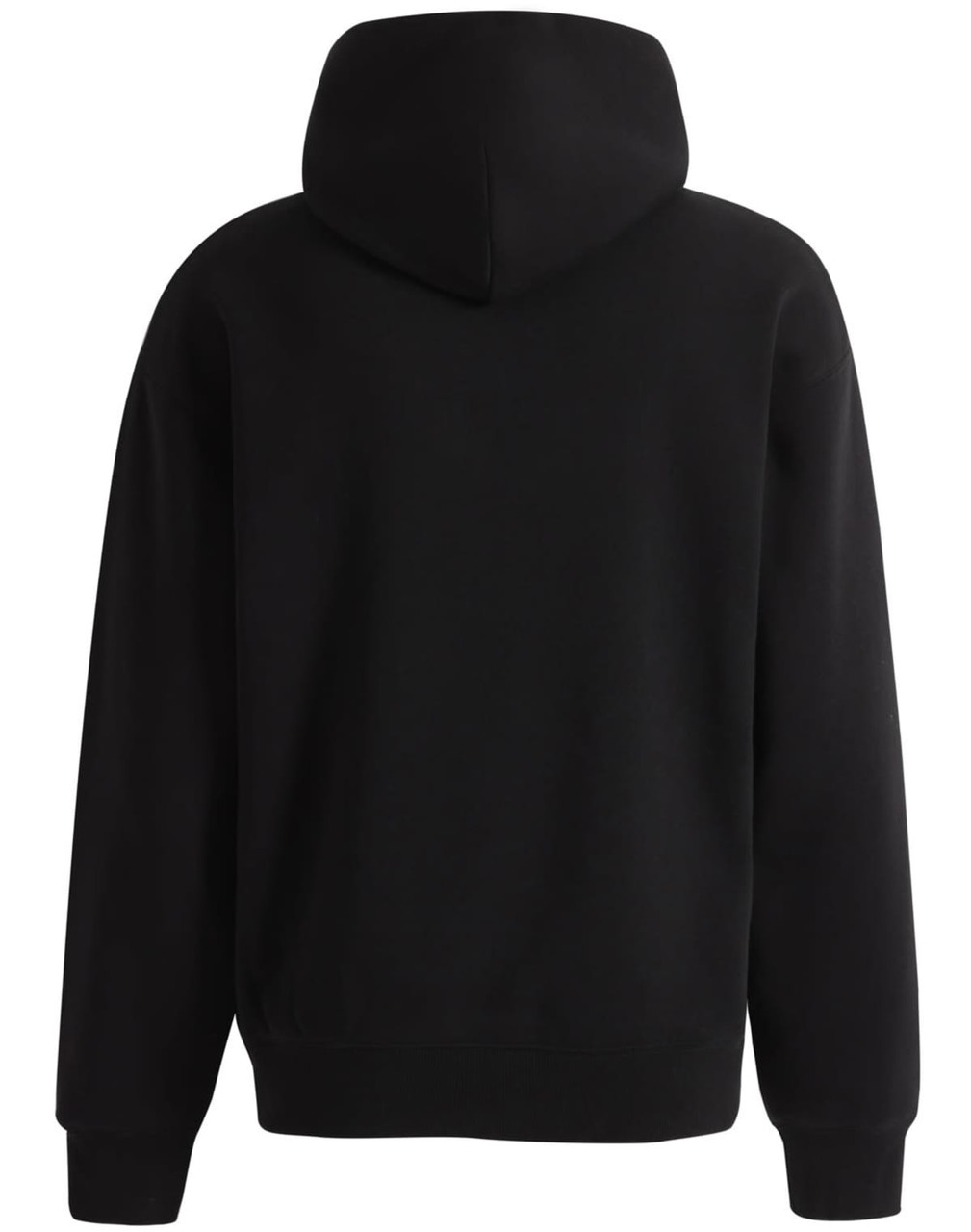 A black unisex premium fleece oversized hoodie with a hood, featuring a simple design and no visible logos.