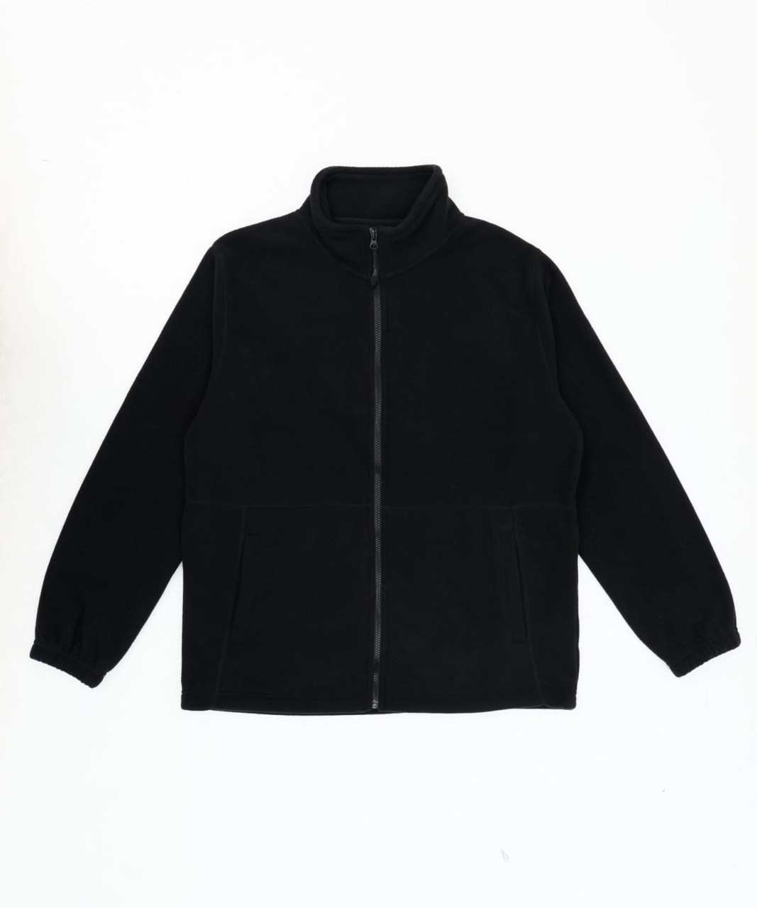 A black Everest Polar Fleece Full Zip jacket featuring a zip closure and side pockets. It has a high collar and elasticised cuffs.