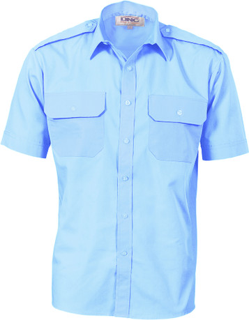 Epaulette Polyester Blend Work Shirt - Short Sleeve