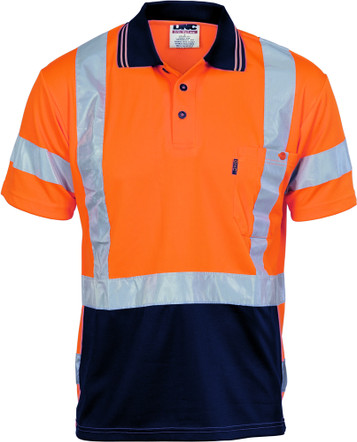 Hi Vis D/N Cool Breathe Polo Shirt with Cross Back R/Tape - Short Sleeve