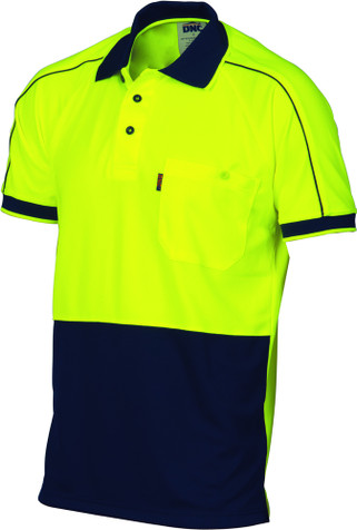 Hi Vis Cool-Breathe Double Piping Polo - Short Sleeve