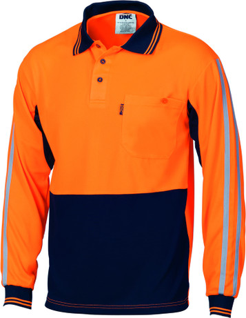 Hi Vis Cool-Breathe Stripe Polo - Long Sleeve