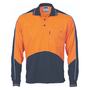 Hi Vis Cool Breathe Panel Polo Shirt - Long Sleeve