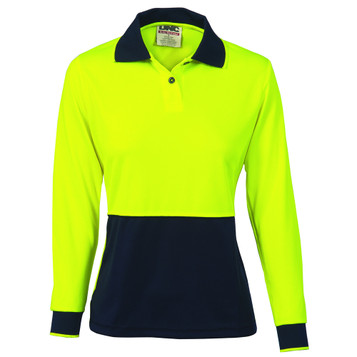 Hi Vis Ladies Two Tone Polo Shirt - Long Sleeve