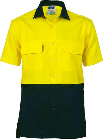Hi Vis 3 Way Cool-Breeze Cotton Shirt - Short Sleeve