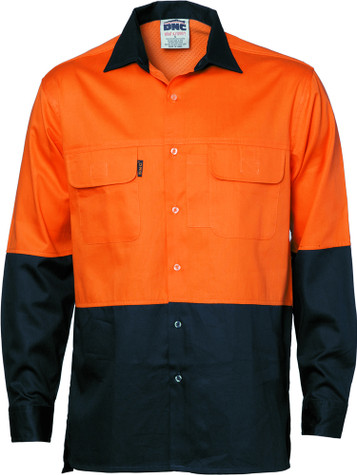 Hi Vis 3 Way Cool-Breeze Cotton Shirt - Long Sleeve
