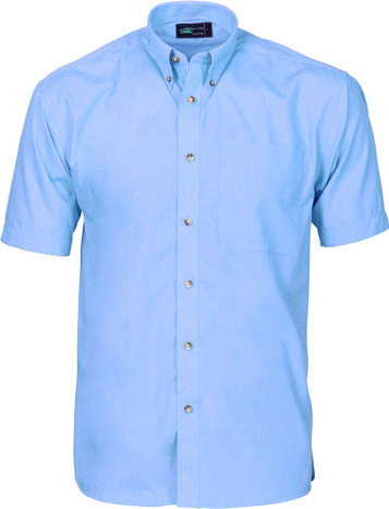 Polyester Cotton Chambray Business Shirt - Short Sleeve