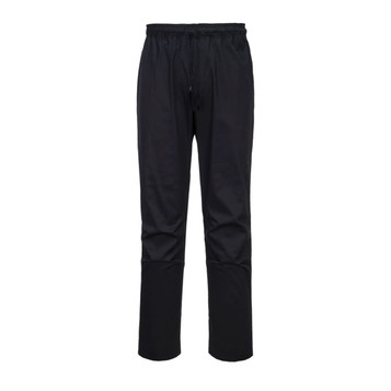 Black MeshAir Pro Trousers with an elastic waistband and drawstring, featuring a plain design and a logo.